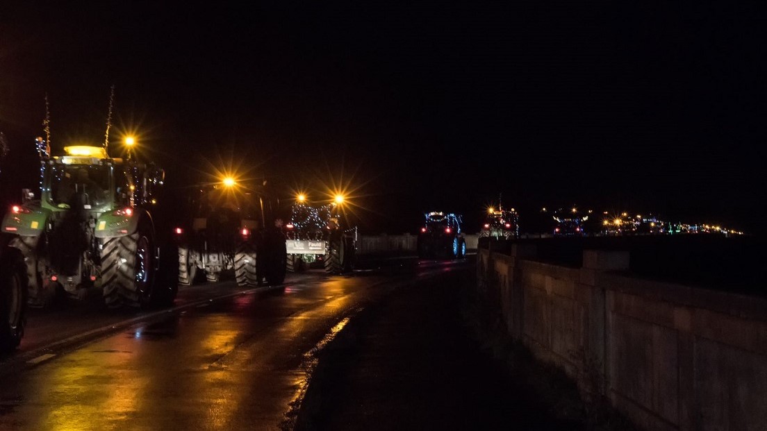 Tractors heading over Blithfield Reservoir